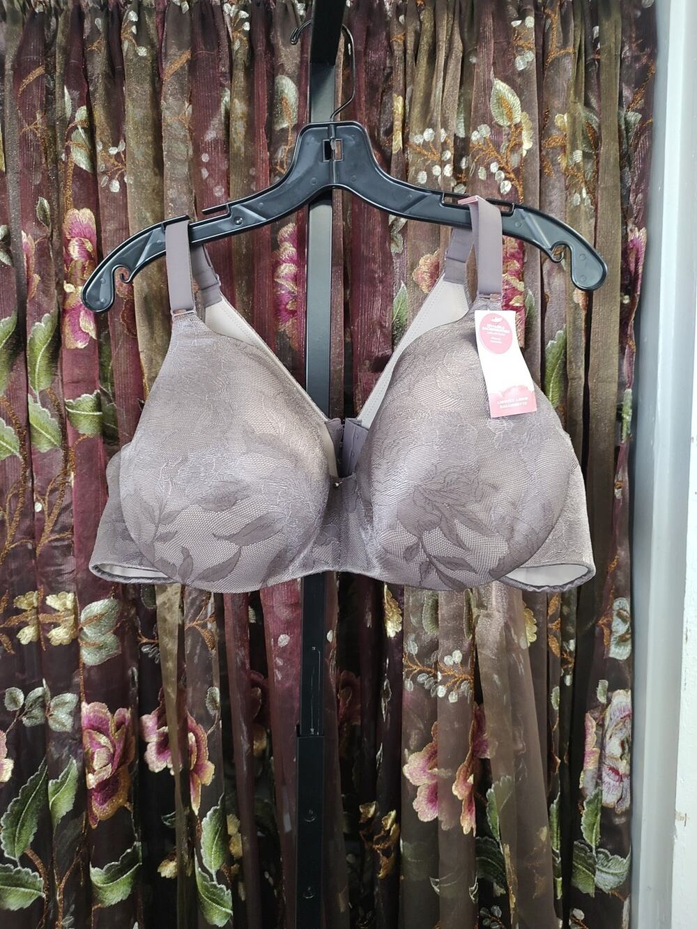 Cacique - Lane Bryant Taupe & Cream Lace Lightly Lined Balconette Bra 46C New